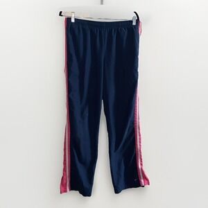 90s Vintage Silver Tag Nike Navy And Pink Women's Athletic Track Pants Large Y2K